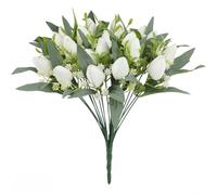 FACAIIO Ramo de seda artificial realista para tulipanes y rosas, ramo de seda de 40 cm con 21 cabezas, centros de mesa de boda, decoración del hogar, accesorios para fotos (B)