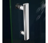 FACAIIO Tirador de puerta de ducha de acero inoxidable cromado para recintos, 220 mm de longitud, 145 mm de orificio, se adapta a más de 6 mm de grosor de cristal