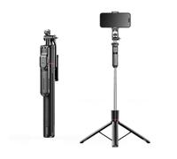 FACAIIO Trípode de mano para smartphone y cámara, para rotación de 360° con soporte desmontable para teléfono, 1708 mm para varilla de acero inoxidable, compatible con luz de relleno y accesorios