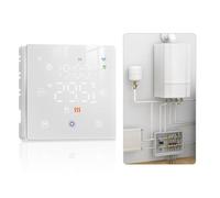 FACAIIO Tuya - Termostato WiFi, controlador de temperatura de caldera de gas alimentado por batería con aplicación y control de voz, programable semanalmente, color blanco