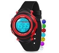 Facasu Reloj Digital Infantil para niñas y niños, Impermeable, Multicolor, Deportivo, fácil de Leer, Ajuste de la Hora con Alarma (Negro)