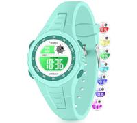Facasu Reloj Digital Infantil para niñas y niños, Impermeable, Multicolor, Deportivo, fácil de Leer, Ajuste de la Hora con Alarma(Verde)