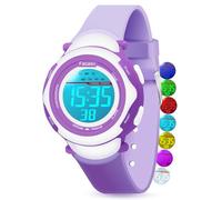 Facasu Reloj Digital Infantil para niñas y niños, Impermeable, Multicolor, Deportivo, fácil de Leer, Ajuste de la Hora con Alarma (Púrpura)