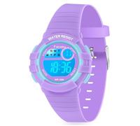 Facasu Reloj Digital Niños Niñas,Luz Colorida,Resistente al Agua hasta 50m Deportivo para Exteriores,con cronómetro,Alarma y Funciones de 12/24 h.Regalo para niños de 4 a 15 años (Púrpura-N)