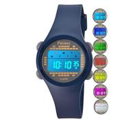 Facasu Reloj Digital para Niños y Niñas, Resistente al Agua, con Luces Coloridas para Deportes al Aire Libre, Cronómetro y Alarma - Regalo Infantil (Azul Oscuro-BK)