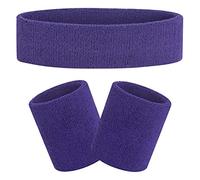 FACATH Conjunto de Banda para el Sudor de Color Morado, Conjunto de muñequeras de Tela de Rizo, Ejercicio atlético, Baloncesto, muñequera, Diademas