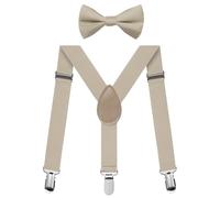 FACATH Juego de tirantes para niños con forma de Y, ajustable con clips y pajarita para niños y niñas, caqui, S