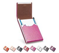 FACATH Portatarjetas de Visita, Bolsillo para Tarjetas de Metal, Soporte para Tarjetas de Nombre Delgado, Cartera para Tarjetas de Visita para Mujeres y Hombres con Cierre magnético (Rojo Rosa)