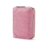 FACATH Tarjetero con compartimento para monedas, tarjetero de piel con mucho espacio para hasta 20 tarjetas, cartera para hombre y mujer con protección RFID NFC, A-rosa., small, Minimalista