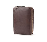 FACATH Tarjetero con compartimento para monedas, tarjetero de piel con mucho espacio para hasta 20 tarjetas, cartera para hombre y mujer con protección RFID NFC, A-marrón., small, Minimalista