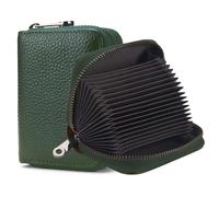 FACATH Tarjetero con compartimento para monedas, tarjetero de piel con mucho espacio para hasta 20 tarjetas, cartera para hombre y mujer con protección RFID NFC, B-verde., Nur 80mm x 110mm x 20mm