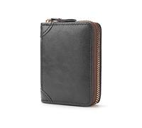 FACATH Tarjetero con compartimento para monedas, tarjetero de piel con mucho espacio para hasta 20 tarjetas, cartera para hombre y mujer con protección RFID NFC, A-negro., small, Minimalista