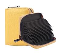 FACATH Tarjetero con compartimento para monedas, tarjetero de piel con mucho espacio para hasta 20 tarjetas, cartera para hombre y mujer con protección RFID NFC, b - amarillo, Nur 80mm x 110mm x 20mm