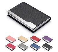 FACATH Tarjetero para tarjetas de visita, funda de piel sintética de lujo para tarjetas de identificación y cartera de acero inoxidable, bolsillo delgado de metal para tarjetas de crédito con cierre