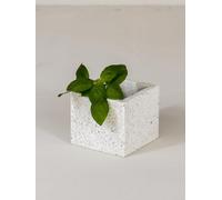 FacciamoCASA Jarrón pequeño de granito de mármol, 9 x 9 x 8 cm de altura. Jarrón artesanal fabricado en Italia. Contenedor decorativo multifuncional. Objeto de mesa elegante y sostenible (blanco