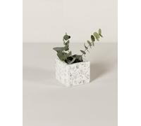 FacciamoCASA Jarrón pequeño de granito de mármol, 9 x 9 x 8 cm de altura. Jarrón artesanal fabricado en Italia, recipiente decorativo multifunción, objeto de mesa elegante y sostenible (blanco)