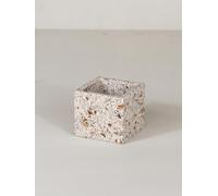 FacciamoCASA Jarrón pequeño de granito de mármol, 9 x 9 x 8 cm de altura. Jarrón artesanal fabricado en Italia. Contenedor decorativo multifuncional. Objeto de mesa elegante y sostenible (blanco y