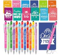 Faccito 12 Sets Regalos de Agradecimiento a Empleados, Bolígrafos con Citas Motivacionales de Personal Cuadernos de Diario Pequeños Motivacionales