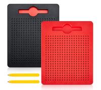 Faccito 2 Tableros de Dibujo Magnéticos para Niños con Bolígrafo Pizarra de Bola de Acero Magnética Pequeña Bloc de Dibujo Magnético Tablero de Escritura Magnética para Garabatos(Negro, Rojo)