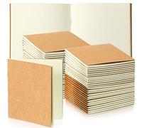 Faccito 50 Mini Cuadernos de Bolsillo Libretas de Kraft Bloc de Notas Pequeño Diario para Escribir Adulto Maestro Escuela Oficina, 10,4 x 10,6 cm (Marrón, Página en Blanco)