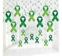 Faccito 54 Piezas Decoraciones para Mes de Concienciación sobre Salud Mental Cintas Colgantes en Espiral para Mes de Salud Mental Cintas Verdes con Palabra Esperanza para Mes de Salud Mental