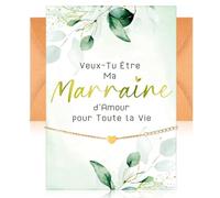 Faccito Set de Regalo para Madrina Veux-Tu Être Ma Marraine D'amour Pour Toute la Vie Tarjeta de Preguntas de Madrina con sobre y Pulsera de Corazón Ajustable Anuncio de Madrina para Bautismo Fiesta