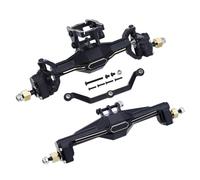 FACCNOY TRX4M Eje portal delantero trasero con revestimiento negro de latón con soporte servo mejorado de distancia al suelo + 5.5 mm para piezas de actualización RC Crawler TRX4-M 1/18
