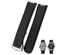 FACDEM Correa de reloj de goma curvada de 20 mm para Omega AT150 Aqua Terra Seamaster 300 de acero con hebilla desplegable, NO buckle