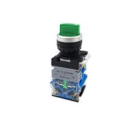 FACDEM LA38 2NO Interruptor de botón giratorio iluminado de 22 mm 2 posiciones 3 posiciones Interruptores de luz selector mantenidos con lámpara (Color: Verde 2NO, Tamaño: CA DC24V)