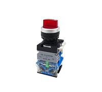 FACDEM LA38 2NO Interruptor de botón giratorio iluminado de 22 mm 2 posiciones 3 posiciones Interruptores de luz selector mantenidos con lámpara (color: rojo 2NO, tamaño: CA DC12V)