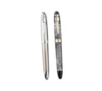 FACDEM Pluma estilográfica de mármol con luz de lujo y diseño exquisito, para oficina de negocios, estudiantes, escritura, negro/plateado (A,M)