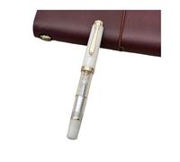 FACDEM Pluma estilográfica de pistón acrílico con clip dorado suave y liso n.º 5 Schmidt con tinta para estudiantes (transparente, Schmidt B (1,0 mm)