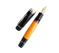 FACDEM Pluma estilográfica de pistón grande naranja n.º 6/8 EF/F/M, punta de goma dura, estructura de cobre, tinta de escritura, bolígrafos de regalo (02, cuchillo largo de 0,8 a 1,15 mm)