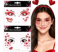 Face Art Sticker Herzen, Herz Sticker Gesicht Aufkleber Gesicht Karneval,Gesichtsstattoo Glitzer, Amor Kostüm Accessoires Karneval, Herzen Amor schmake