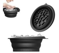 Face Bowl for Ice, Ice Facial Folding Washbasin with Built-In Ice Tray, Cold Compress & Face Wash Basin Kit for Skincare, Hanging Storage(Black)