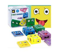 Face Change Cube Game Wooden Expressions Matching Block Puzzles Building Games Toys for Kids