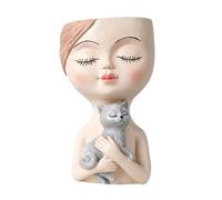 Face Flower Pots - Resin Lady Head Planter, Container with Drainage Hole, Artistic Decorative Vase Supporting Healthy Plant Growth, Elegant Home Garden Display Piece | Indoor Outdoor
