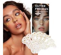 Face Glitter Stickers, Temporary Face Jewels Makeup, Glitter Freckles Makeup Stickers, Waterproof Face Glitter Accessories for Faces, Beauty, Women, Girls, Event, Parties, Orange Color