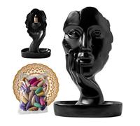Face Incense Burner - Ceramic Waterfall Backflow Incense Holder 20.2x13x13cm | Woman Face In Hands Statue For Sticks and Cones | Decorative Aromatherapy Home Decor, 500g