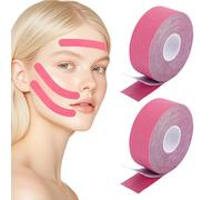 Face Lifting Tape 2 rollos Face Tape Lifting Pink Face Lifting para la piel más firme, cinta facial antiarrugas para contorno facial, cara, frente, ojos y boca