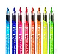 Face Markers - Waterproof UV Reactive Pen | Glow In Dark Body Paint With 13.9x1.2cm Size, 12g Lightweight PP Material, Creative Makeup Tool For Halloween Party Cosplay, Fun Neon Paint