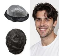 Face Miracle - Peluca de pelo sintético para hombre, piel duradera, pelo humano de poliuretano, sistema de sustitución, negro, marrón, rubio, gris, peluca de pelo para hombre, 20,3 x 25,4 cm, #1