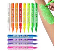 Face Paint Markers - 12-Piece Glowing Makeup Art Drawing Pens, Face Paintin | Face Paint Markers, 12-Piece Glowing Set, Makeup Art Pens, Craft Drawing Tools, Face Painting Kit, for Party, Halloween,