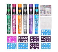 Face Paint Sticks - 6-Color Water-Based Face & Body Painting Makeup Crayons With 9 Stencils, Facee Paint Marker Sticks For Skin Washable Safe For Sensitive Skin