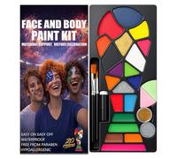 Face Painting Kit, Face Body Makeup Palette for Decorating, Washable Safe Professional with Skin Friendly Link, Cosmetic Set for Theater Acting, Holiday Celebrating and Stage Performance