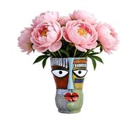 Face Planter - Abstract Garden Vase, 7.24x4.96 Inch Head Flower Pot For Artistic Plant Display, Creative Ceramic Decor For Table, Shelf, Balcony and Patio, Modern Botanical Accent For Home Living