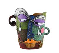 Face Planter Pot Resin 19.5x14.6x18.5cm, Colorful Abstract Head Flower Pots Unique Decorative Planter for Office, Living Room, Garden