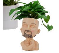 Face Pots Head - Creative Ceramic Flower Pot, Modern Sculpture Planter with Drainage For Indoor Plants | Stylish Decorative Vase Cactus, Herbs, and Home Garden Table Decoration