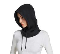 Facecozy Sombreros de invierno para mujer, mezcla de lana con capucha, gorro para mujer, pasamontañas, gorro de punto con calavera, gorro, gorro, polainas para el cuello