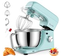 Facelle Batidora Amasadora, 10 Engranajes con Pulso Batidora Amasadora Reposteria, 1300W Amasadora de pan con Bol de Acero inoxidable de 5.5 L, Gancho amasor, Batidor plano y Varillas (Azul)